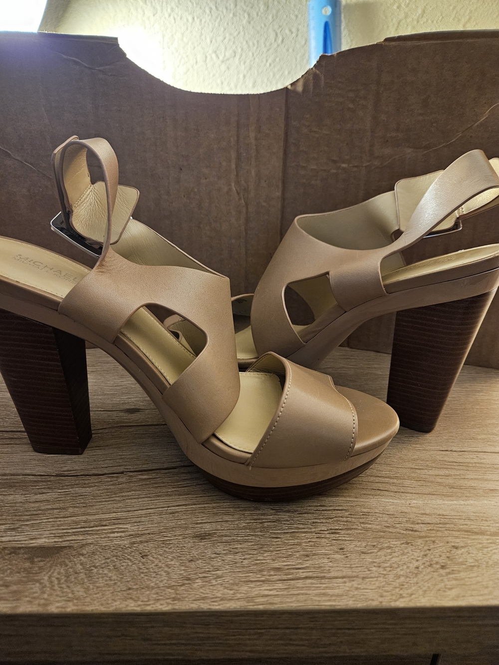 Michael Kors Taupe Platform Block Heel Sandals
